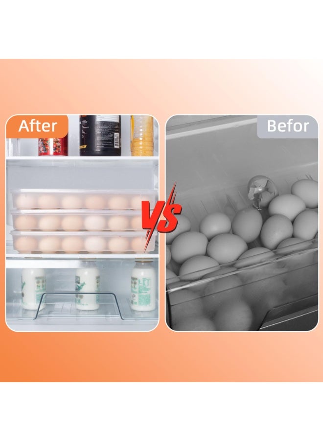 هومستر 2 وحدة من حاويات البيض القابلة للإرفاق مع أغطية، حامل بيض كبير السعة من البولي بروبيلين لـ 48 بيضة، صندوق تخزين طعام لمبرد المطبخ، صينية محمولة للبيض المُخلل، شفافة، 12.4 × 9.2 × 2.2 بوصة - Image 4